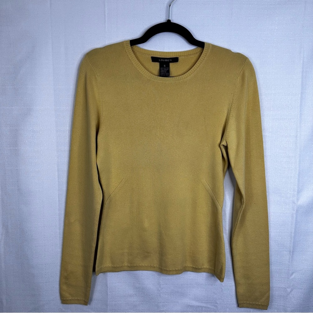 Louben butter yellow silk blend sweater fitted twee autumn layering minimalist